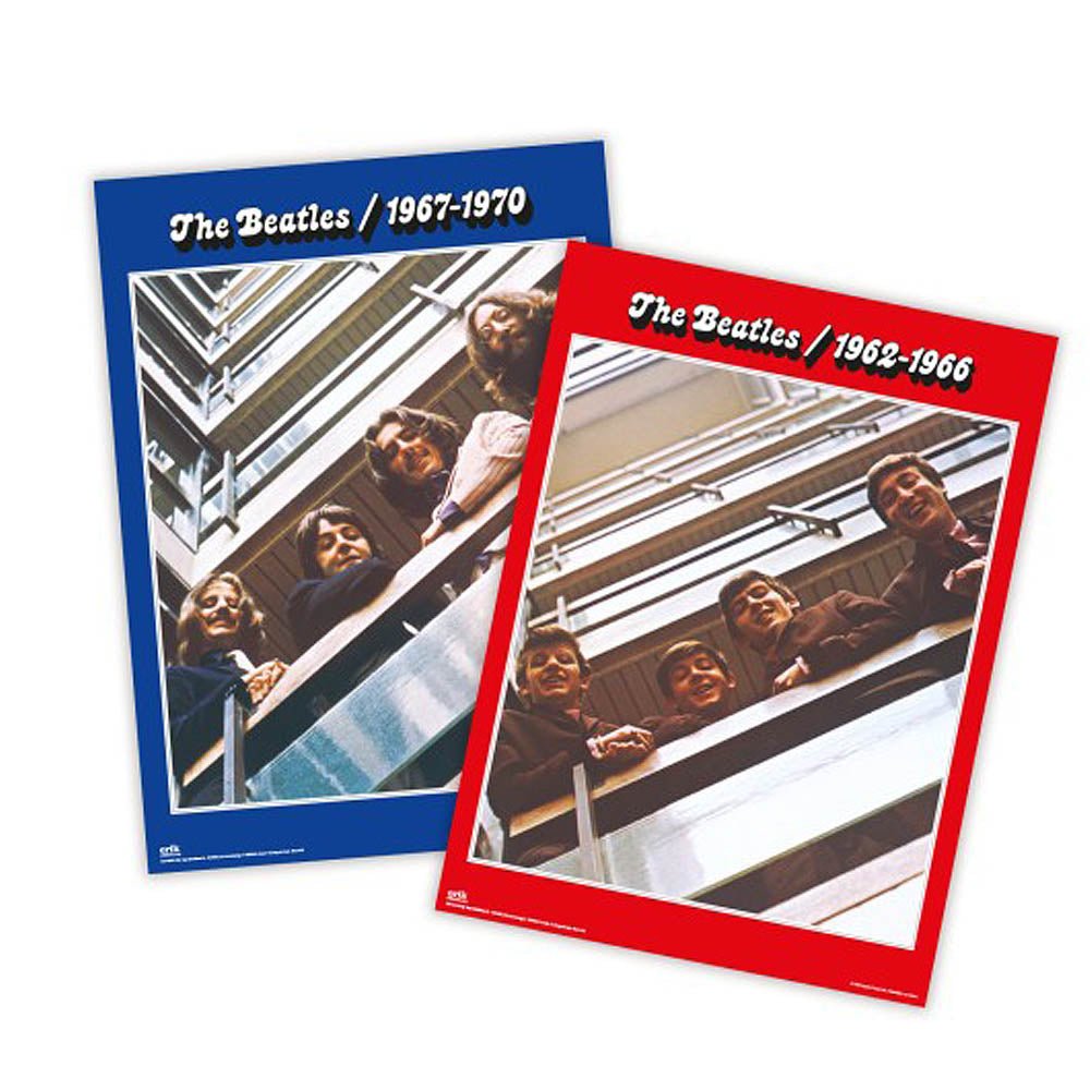 THE BEATLES ビートルズ (結成 65周年 ) - 赤盤・青盤 SET MINIPOSTERS / 2枚セット / ポスター - PGS